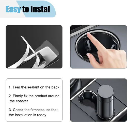 Vista 2 de Limitador de posición de portavasos de automóvil, almohadilla para portavasos con autoadhesivo, inserto de ranura para taza antivibración