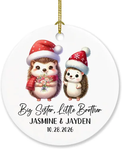 Vista 23 de Sister are Joined - Adorno de Navidad de corazón a corazón, adorno de Navidad personalizado con nombre de hermana, regalo para dos hermanas, adorno