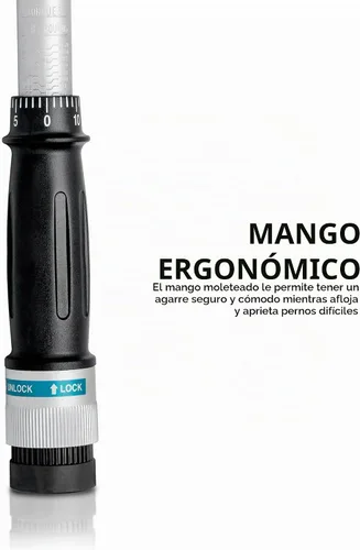 Vista 6 de Neiko PRO 03709B Llave dinamométrica de 1/2 pulgada, llave dinamométrica de clic ajustable de 25 pulgadas, fabricada con acero de cromo vanadio CrV
