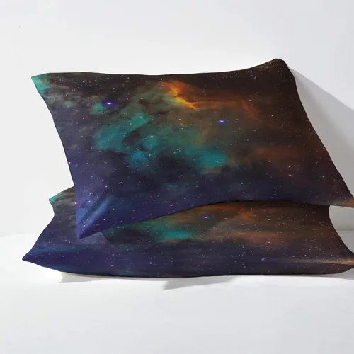 Vista 3 de Space Sheets K8-&-304 - Juego de sábanas y fundas de almohada, tamaño individual, diseño de galaxia estrellada, sábanas y fundas de almohada