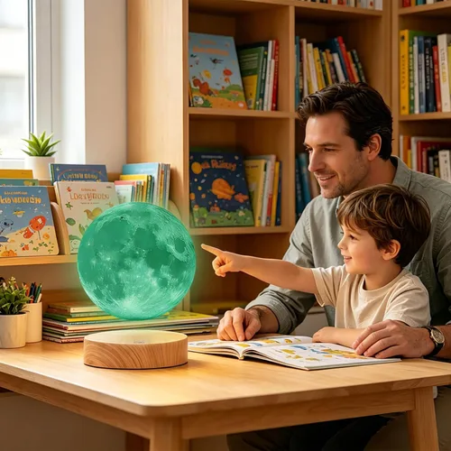 Vista 3 de Lámpara LED de luna de levitación giratoria con total libertad, con impresión 3D, tiene 20 modos de funcionamiento, regalo único, decoración