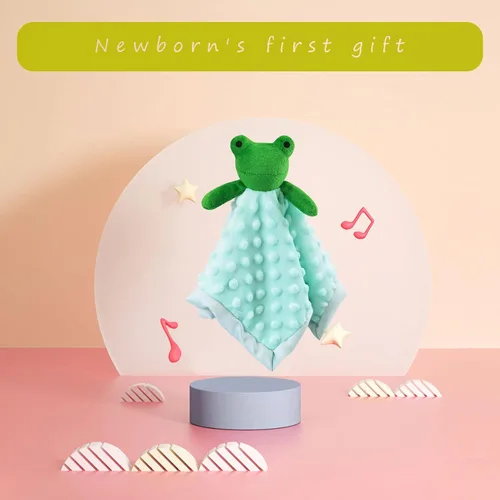 Vista 3 de Manta de seguridad suave de rana verde para bebé, manta de felpa con personaje de rana, regalo de baby shower/cuarto de bebé, manta para acurrucarse