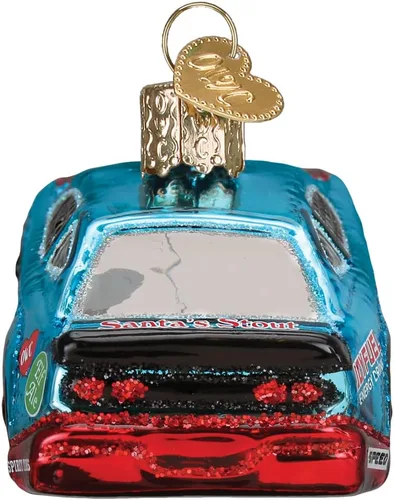 Vista 3 de Old World Christmas Adorno soplado de vidrio para coche deportivo de carreras, para árbol de Navidad, decoración navideña artesanal, colección