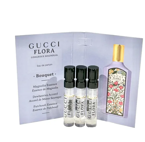 Vista 3 de Gucci Flora Gorgeous Magnolia Muestra Perfume Mujer EDP Spray 0.1 fl oz / 0.05 oz - Juego de 3