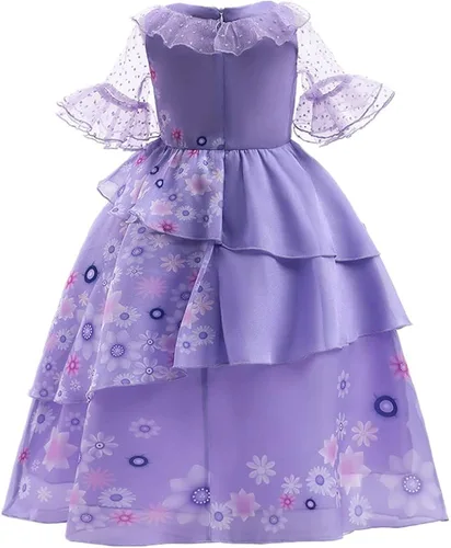 Vista 5 de Vestido de princesa de dibujos animados para niños y niñas conjunto de cosplay con mochila