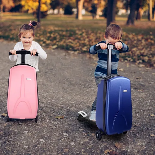 Vista 7 de iubest Maleta plegable de aluminio para niños y adultos, equipaje de viaje para niños y niñas de negocios y escuela, Versión Blue-Kids, Equipaje