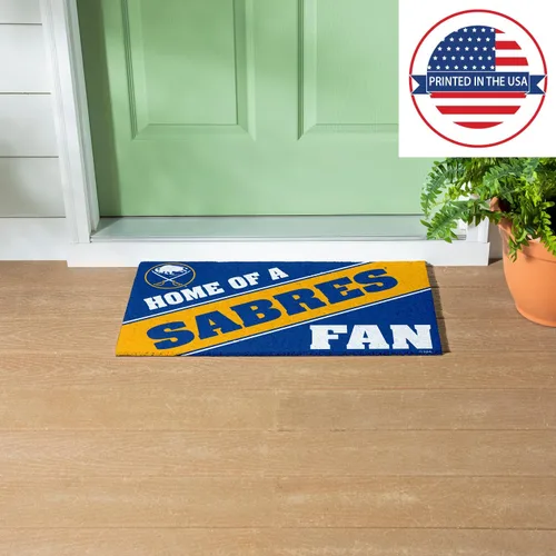 Vista 5 de Team Sports America NHL Buffalo Sabres Entrada interior y exterior 28 x 16 pulgadas Parte trasera antideslizante Tapetes de bienvenida