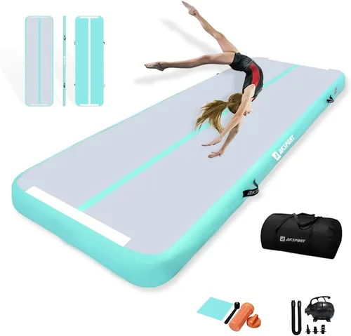 Vista 13 de AKSPORT - Tapete de aire para gimnasia o acrobacias, inflable, con bomba de aire para uso en el Negro