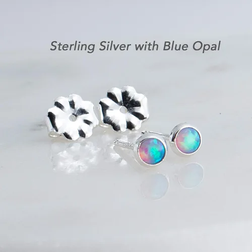 Vista 5 de Aretes pequeños de plata de ley para cartílago, tragus, hélix, múltiples piercings hipoalergénicos, piedra natal para mujer, juego de bisel
