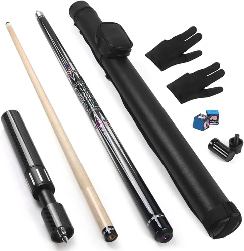 Vista 10 de lotmusic Palo de piscina prémium con extensión telescópica de fibra de carbono, juego de palos de taco de piscina profesional de 58 pulgadas