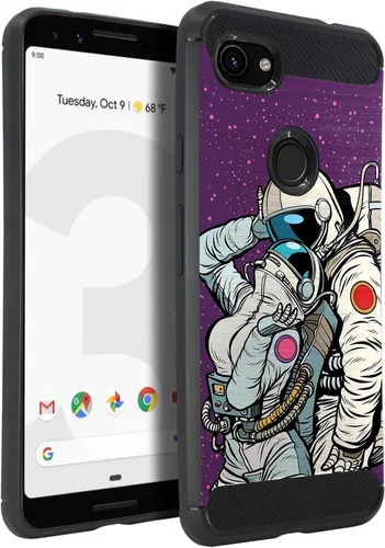 Vista 10 de CasesOnDeck - Funda compatible con Google Pixel 3A (2019) - Funda de TPU con patrón pictórico, flexible, delgada y elegante (astronauta)