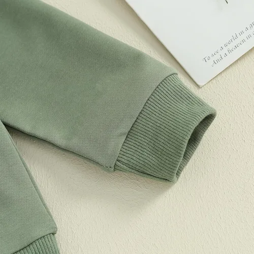 Vista 4 de Gueuusu Conjunto de 2 piezas de ropa de otoño e invierno para bebé, conjunto de sudadera de manga larga con bolsillo y pantalones deportivos a
