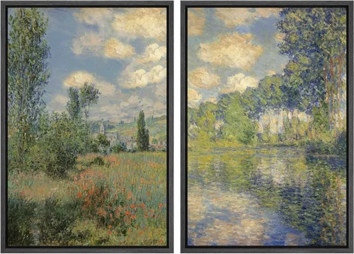 Vista 86 de MUDECOR Lienzo enmarcado para pared, bosque brumoso, reflejos, paisaje tranquilo, ilustraciones modernas, arte decorativo, bohemio, tranquilo/zen