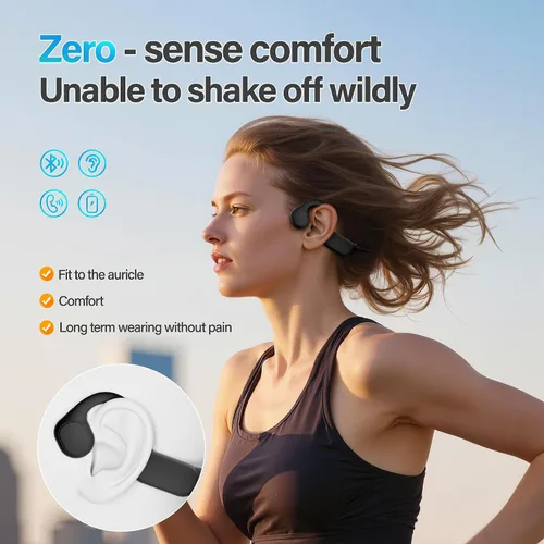 Vista 6 de Auriculares deportivos de conducción ósea, IPX5 impermeables Bluetooth 5.4, auriculares inalámbricos abiertos con micrófono, adecuados para correr