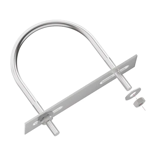 Vista 5 de 2 juegos de pernos en U redondos de acero inoxidable 304 de 0.98 pulgadas de ancho interior de 2.2 pulgadas de longitud M10 con tuercas, placa
