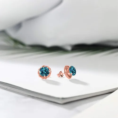 Vista 401 de Gem Stone King Aretes de plata de ley 925 de 0.236 in con piedra natal redonda para mujer