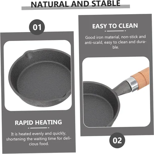 Vista 3 de Yardwe Sartén Mini Sartén Cuerpo de Hierro Resistente Ideal para Cocinar Tortilla Desayuno