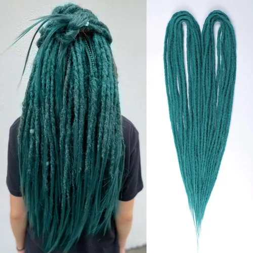 Vista 32 de Kraler Extensiones de Rastas Azules de Doble Extremo de 18 Pulgadas, 20 Hebras Sintéticas DE Extensiones de Rastas Hechas a Mano, Estilo de Rastas