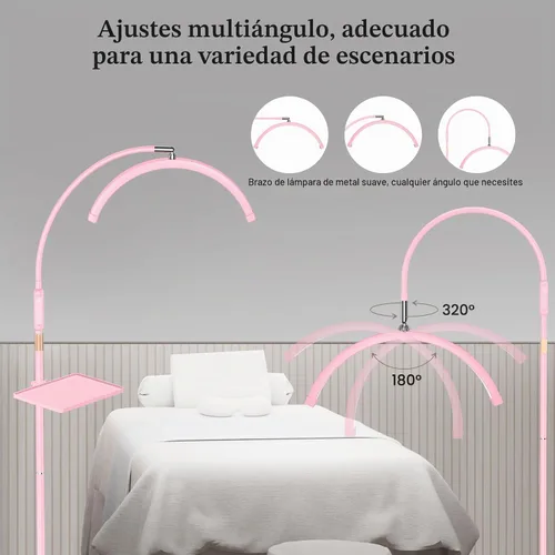 Vista 4 de Mznoo Luz de pestañas con bandeja de herramientas, luz de luna LED de Rosa