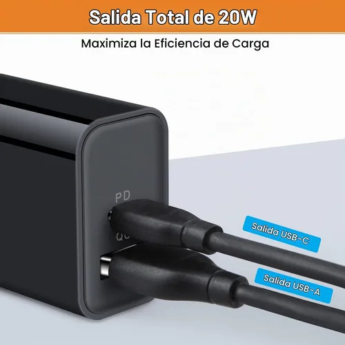 Vista 3 de Cargador USB tipo C de 20 W, cargador de carga rápida para Samsung Galaxy A17/A16/A07/S25FE/S25 Ultra/S25 Negro