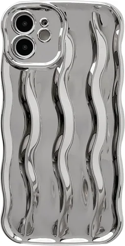 Vista 15 de Caseative Funda para iPhone 12, azul Patrón de ondulación de agua Marco de onda rizada suave