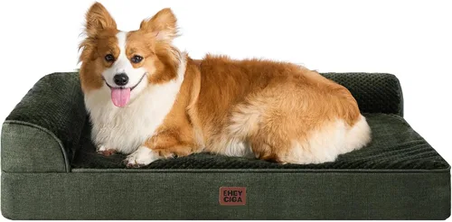 Vista 57 de EHEYCIGA - Cama ortopédica para perros de tamaño mediano, cama de espuma viscoelástica para perros, color beige Small Dog Sofa with Washable