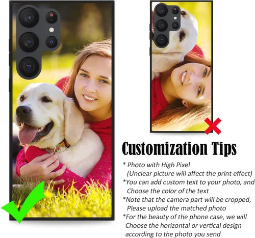 Vista 3 de Funda personalizada para Samsung Galaxy S23 Ultra con nombre de foto y texto - Funda suave y fina para teléfono móvil S 23 Ultra (negra) de 6.8