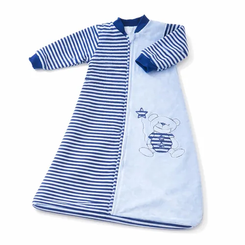 Vista 13 de Tog 2.0 - Saco de dormir para niños pequeños, manga larga, terciopelo de algodón, cálido saco de dormir con brazos para bebé, 4 estaciones, Azul