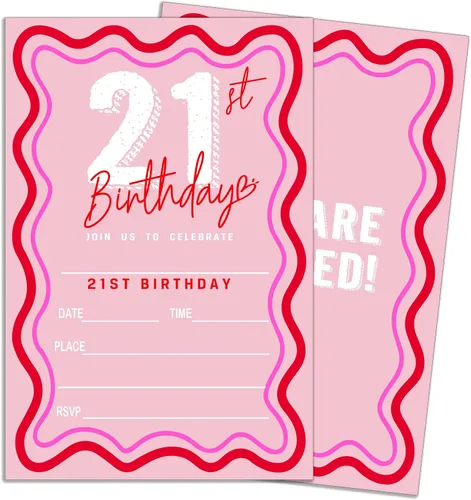Vista 8 de ukebobo 20 invitaciones de fiesta de primer cumpleaños con lazo rosa, lindas invitaciones minimalistas de cumpleaños para niñas y niños, tarjetas