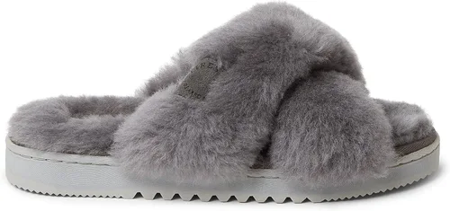Vista 5 de Fireside by Dearfoams Women's Newcastle Crossband All Over Shearling Easy onOff Slide Slipper