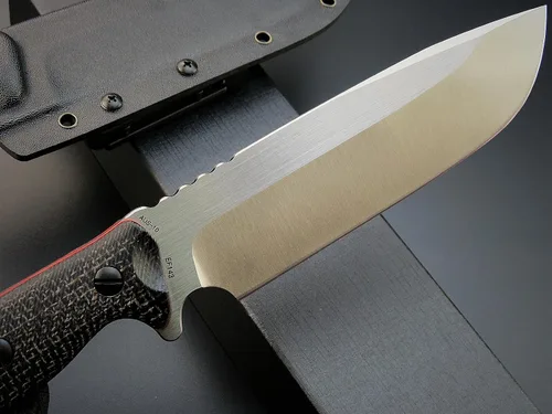 Vista 4 de Eafengrow EF143 Cuchillo de hoja fija con hoja de acero AUS-10, mango de Micarta, tanga completa, herramienta EDC, cuchillo recto para trabajo Negro