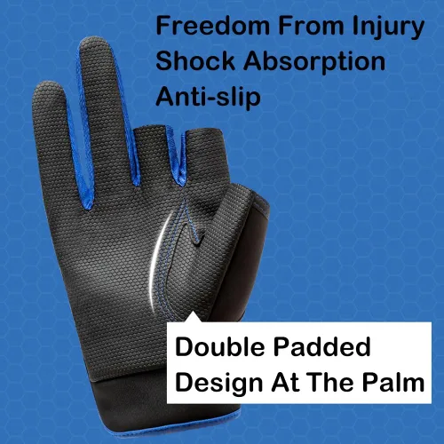 Vista 7 de SEIWEI Fishing Gloves 3 Fingers Cut Waterproof Sports Gloves Anti-Slip Windproof Gloves for Fishing Hunting Riding Cycling Hand Protectiion