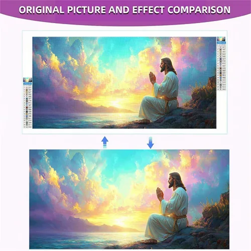Vista 7 de Man Sunset Diamond Painting Kits for Adults Beginners, 5D Full Drill Diamond Art Kits Gem Art for Home Wall Decor, Rhinestone Embroidery Crafts, DIY