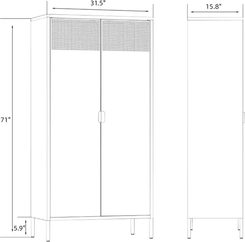 Vista 121 de Gabinete de almacenamiento de metal ancho negro, gabinete de acento de 2 puertas para el hogar y la oficina, gabinete de metal bajo de 2 niveles