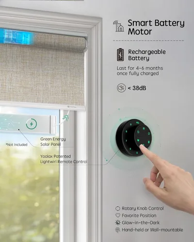 Vista 4 de Yoolax - Persianas motorizadas con control remoto, persianas inteligentes para ventanas, tamaño personalizado