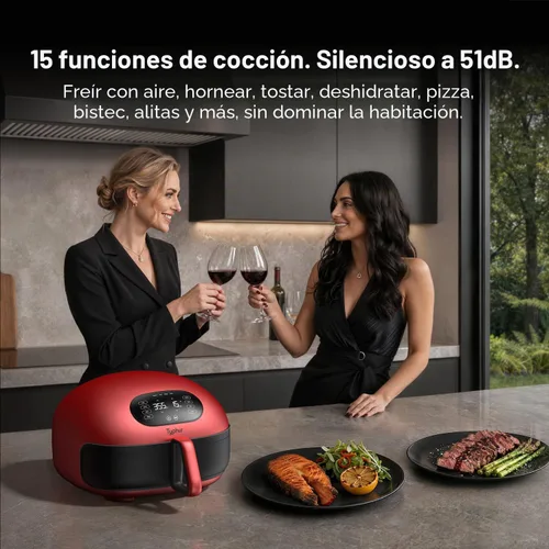 Vista 8 de Typhur Dome 2 Large AI Smart Air Fryer, 15-in-1 Dual Heating, Self-Cleaning Red