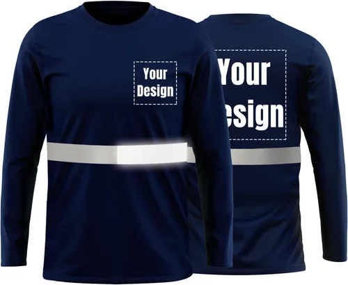 Vista 35 de La alta visibilidad reflexiva de las camisetas de la seguridad del logotipo de encargo Hola Vis de Verde neón