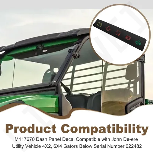 Vista 7 de M117670 - Calcomanía para panel de salpicadero, etiqueta indicadora de panel de instrumentos compatible con vehículos utilitarios John De-ere 4X2