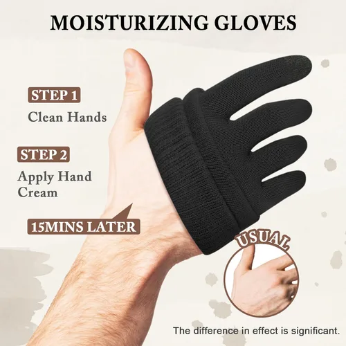 Vista 2 de MIG4U Guantes de belleza hidratantes para pantalla táctil, guantes de dormir grandes para hombres, spa, manos secas, loción nocturna, protección UV