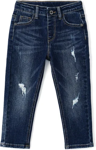 Vista 8 de KIDSCOOL SPACE Pantalones de mezclilla rasgados con banda elástica para niños pequeños Azul-2271