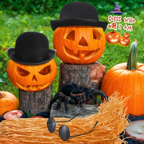Vista 5 de Newcotte El juego de 10 piezas de falda Luau Hula para lentes de sol incluye 6 faldas de césped natural hawaiano, 2 piezas de sombrero negro Bowler