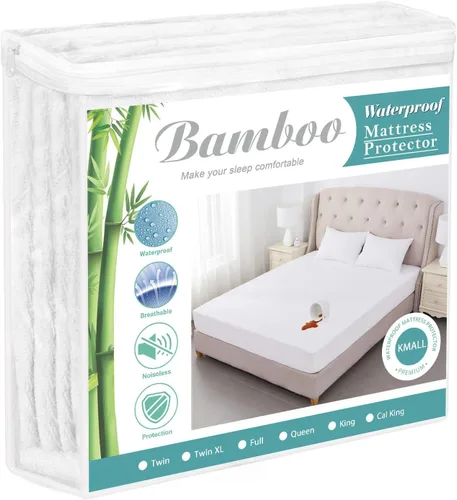 Vista 8 de Protector de colchón impermeable y refrescante tamaño Queen, con estilo de sábana ajustada y transpirable de bolsillo profundo - Protector