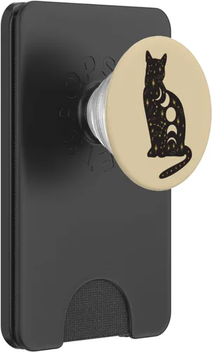 Vista 7 de PopSockets PopSockets intercambiables PopGrip con diseño de gato místico negro