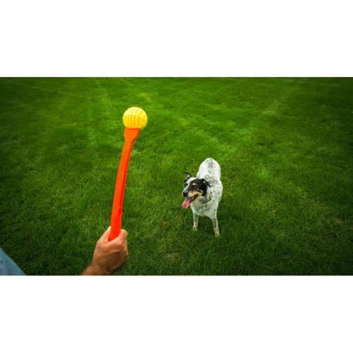 Vista 4 de Lanzador de Pelotas para Perros Hunter Amarillo Naranja Goma Bola