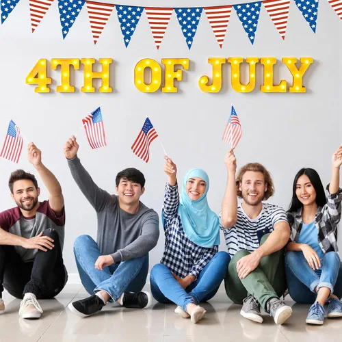 Vista 5 de Honoson 9 Pcs 4th of July Lights Decorations, LED Patriotic Table Lighting
