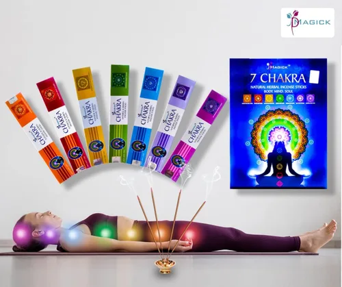 Vista 6 de Juego de regalo de varillas de incienso Chakra 140 varillas de incienso para aromaterapia, yoga y relajación 7 aromas únicos de alineación