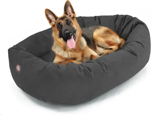 Vista 28 de Majestic Pet Cama para Perros de 52 Pulgadas de Ante Calmante Lavable 52x35x11 (Pulgadas) – Acogedora Cama Redonda para Perros con Forma de Dona
