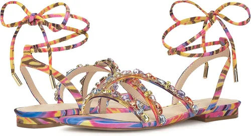 Vista 7 de Jessica Simpson Sandalias planas con cordones Rabenie para mujer