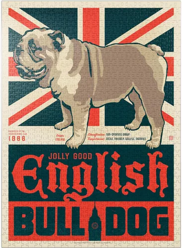 Vista 8 de MyPuzzle Bulldog inglés, póster vintage, rompecabezas de 100 piezas para adultos