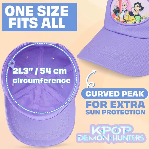 Vista 6 de Get Trend KPop Demon Hunters - Gorra de béisbol para niñas, con licencia oficial Huntrix, de algodón, ajustable, gorra de camionero